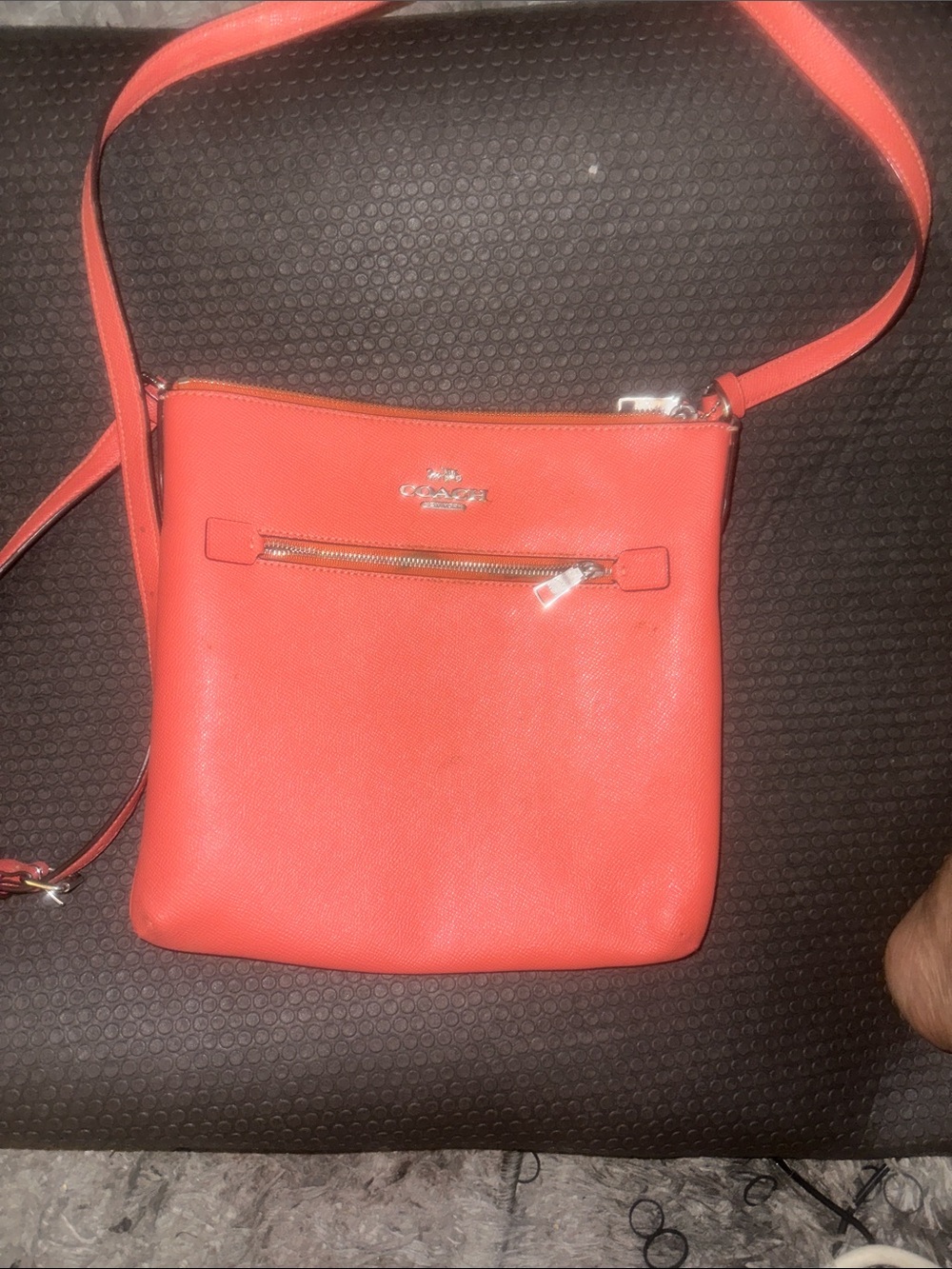 Coach Pebble Leather Crossbody Bag - Coral